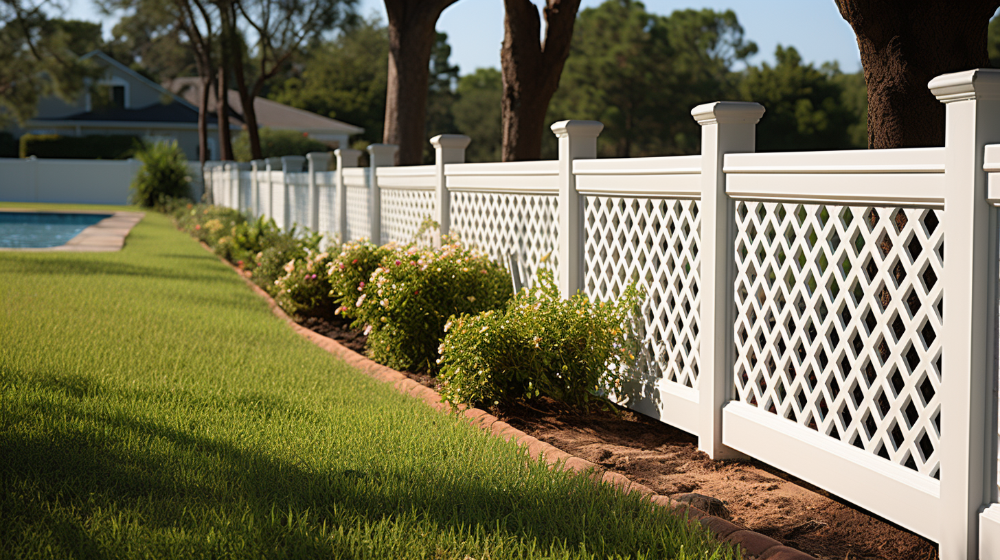 A white vinyl fence in a sunny Florida setting, illustrating the rising trend and appeal of these fences in the state.