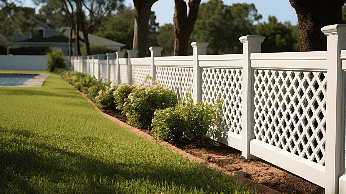 A white vinyl fence in a sunny Florida setting, illustrating the rising trend and appeal of these fences in the state.